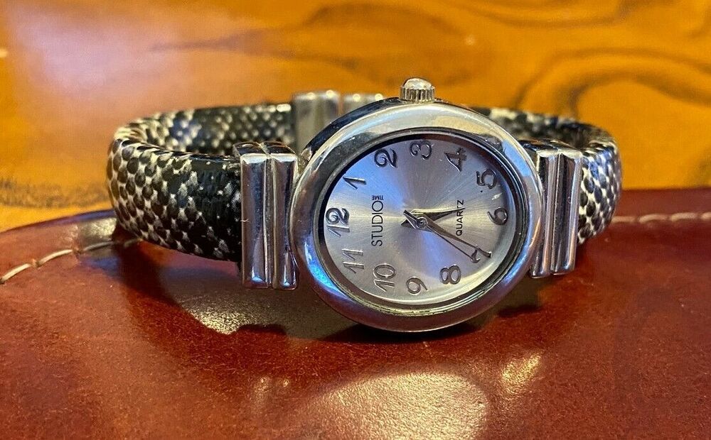 Women's Studio Time Watch, Bangle Bracelet with Snakeskin Look Band